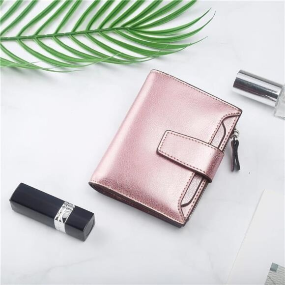 New Small Compact Women Wallet RFID Blocking Genuine Leather Bifold Purse - Picture 6 of 6